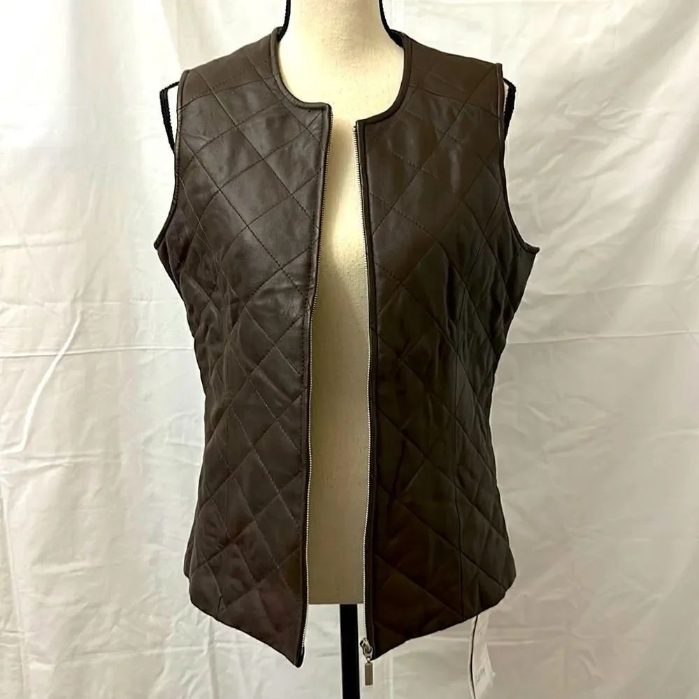 Pamela McCoy women’s brown leather vest size S